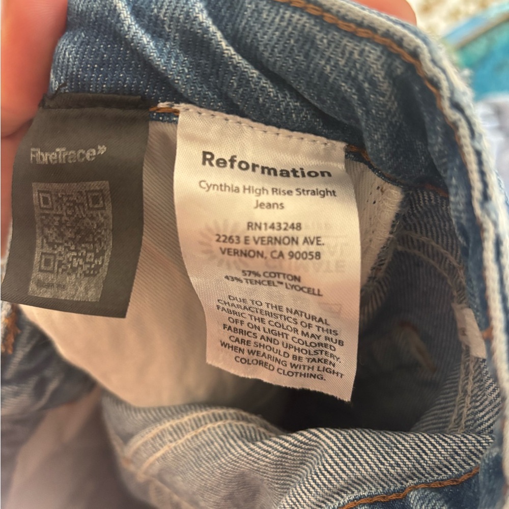 Reformation Cynthia High Rise Straight Jeans Button Fly Colorado Wash Size 26 - Picture 10 of 16